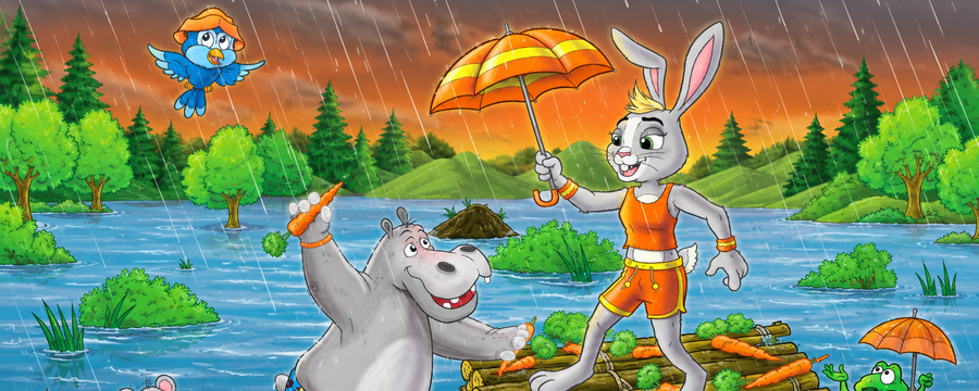 Vrolijke dierenavonturen in de regen - kopie