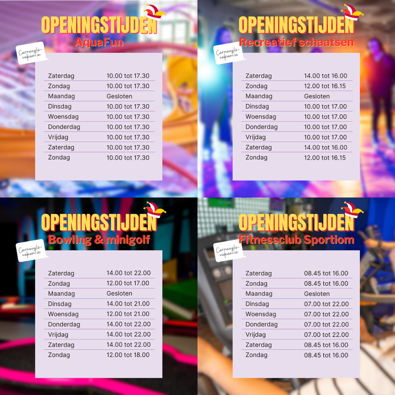 openingstijden carnavalsvakantie 2026